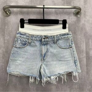 🚩steal Authentic Alexander Wang Distressed Light Blue Jean Shorts